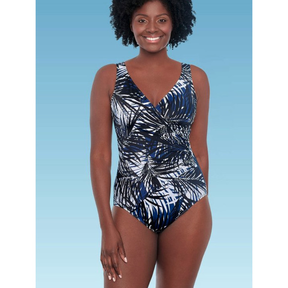 Slimming Control Wrap-Front One Piece Swimsuit - Dreamsuit‎ by Miracle Brands~10 - Picture 1 of 5